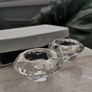 verdici design crystal candle holders Set of Two Brand New in Gift Box Home
